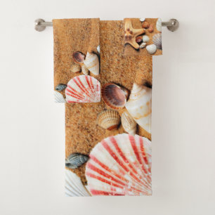 Tropical Beach Sand Seashells Custom  Bath Towel S
