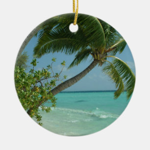 Tropical Beach Sand Sun Water Ocean Waves Surf Art Ceramic Ornament