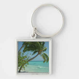 Tropical Beach Sand Sun Water Ocean Waves Surf Art Keychain