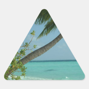 Tropical Beach Sand Sun Water Ocean Waves Surf Art Triangle Sticker