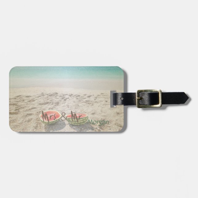 Tropical Beach ,Sand,Watermelon,-Personalized Luggage Tag (Front Horizontal)