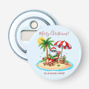 Tropical Beach & Santa Christmas Party Bottle Opener