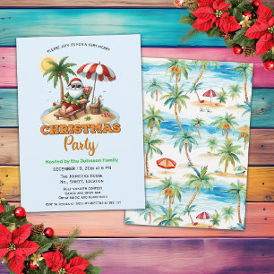 Tropical Beach & Santa Christmas Party Invitation