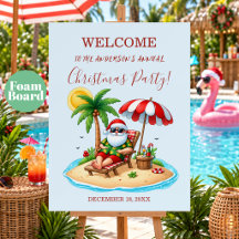 Tropical Beach & Santa Christmas Party Welcome