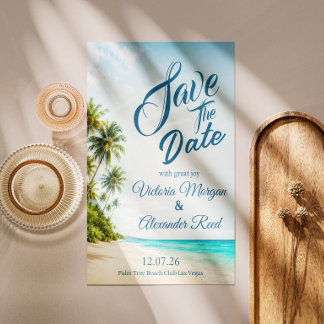 Tropical Beach Save the Date Wedding Invitation