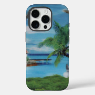 Tropical Beach Scene Art Print iPhone 16 Pro Case