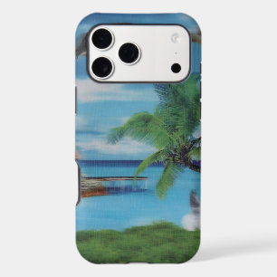 Tropical Beach Scene Art Print iPhone 16 Case