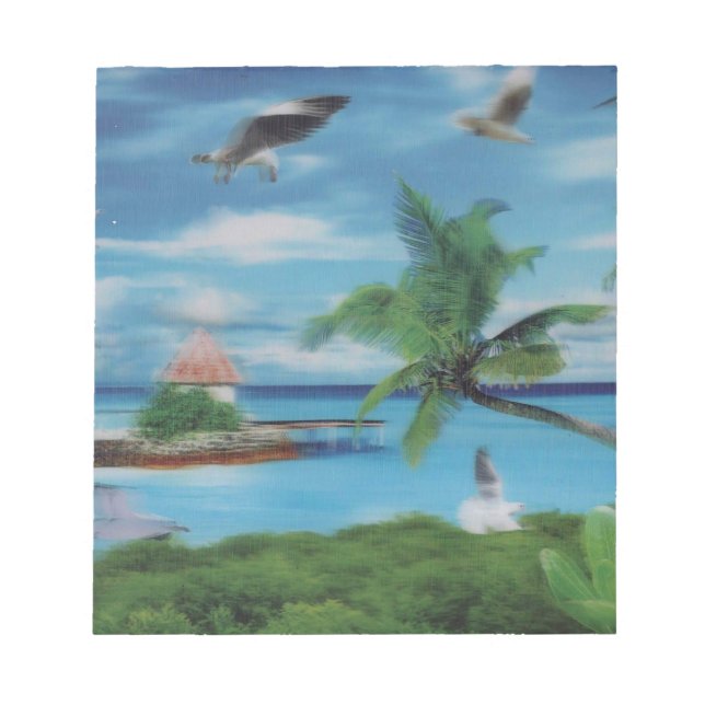 Tropical Beach Scene Art Print Notepad (Front)