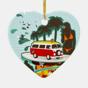Tropical Beach Scene Ceramic Ornament