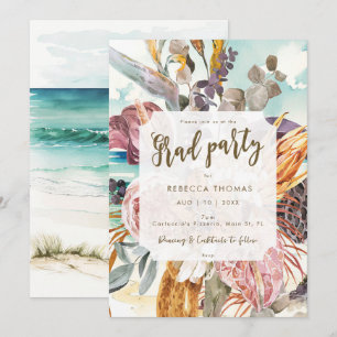 tropical beach scene graduation party invitation