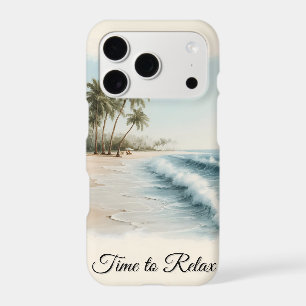 Tropical Beach Scene in a Watercolor Style