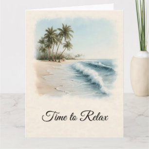Tropical Beach Scene in a Watercolor Style Card