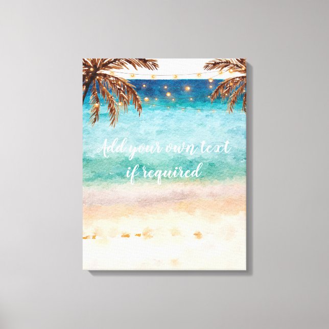 tropical beach scene palm trees watercolour canvas (Front)