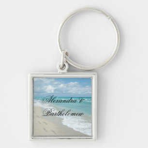 Tropical Beach Scene Personalized Keepsake Keychain