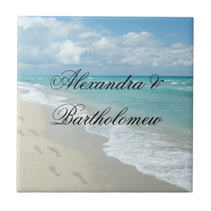 Tropical Beach Scene Personalized Keepsake Tile
