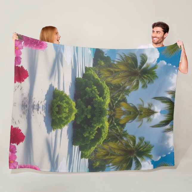 Tropical Beach Scene Throw Blanket (In Situ)