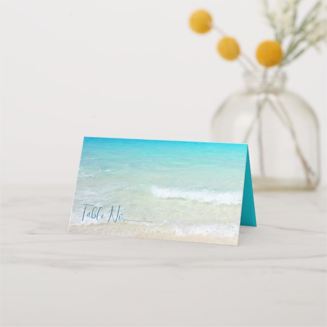 Tropical Beach Scene Turquoise Water Place Card (Front)