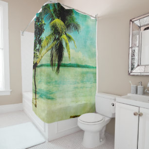 Tropical Beach Scene Vintage Painting