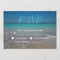 Tropical Beach Scene White Sands Wedding RSVP