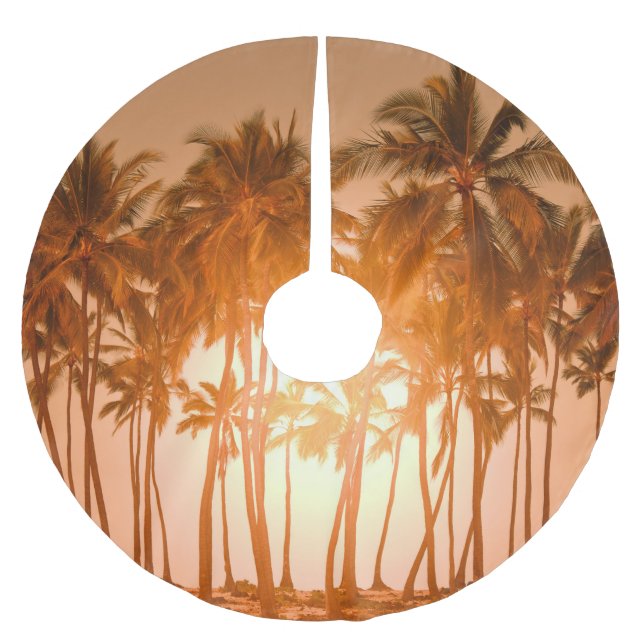 Tropical beach: scenic natural view brushed polyester tree skirt (Front)
