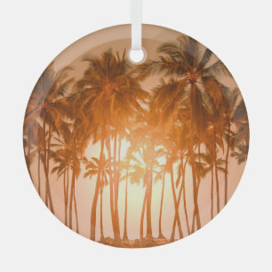 Tropical beach: scenic natural view glass ornament