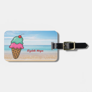 Tropical,Beach,Sea ,Sand,Ice cream-Personalized Luggage Tag