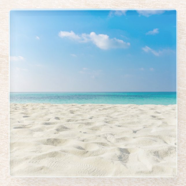 Tropical Beach Sea Sand Sky & Summer Day Glass Coaster (Front)
