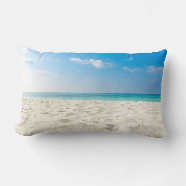 Tropical Beach Sea Sand Sky & Summer Day Lumbar Pillow (Front)