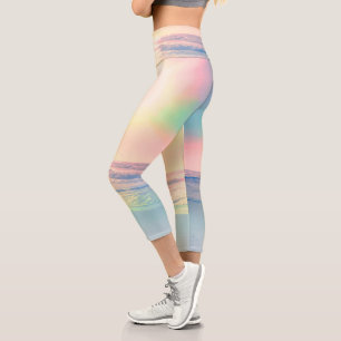 Tropical Beach Sea Sun Colourful Summer Capri Leggings