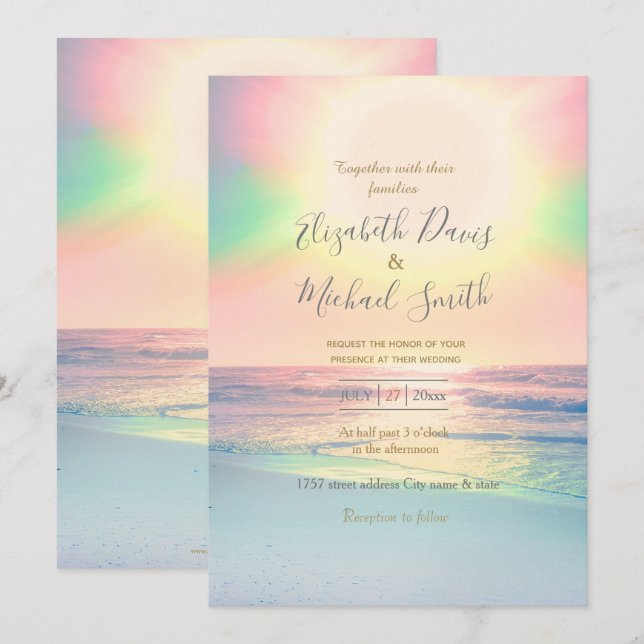 Tropical Beach Sea Sun Colourful Summer Invitation (Front/Back)