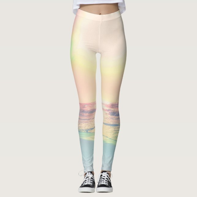 Tropical Beach Sea Sun Colourful Summer Leggings (Front)