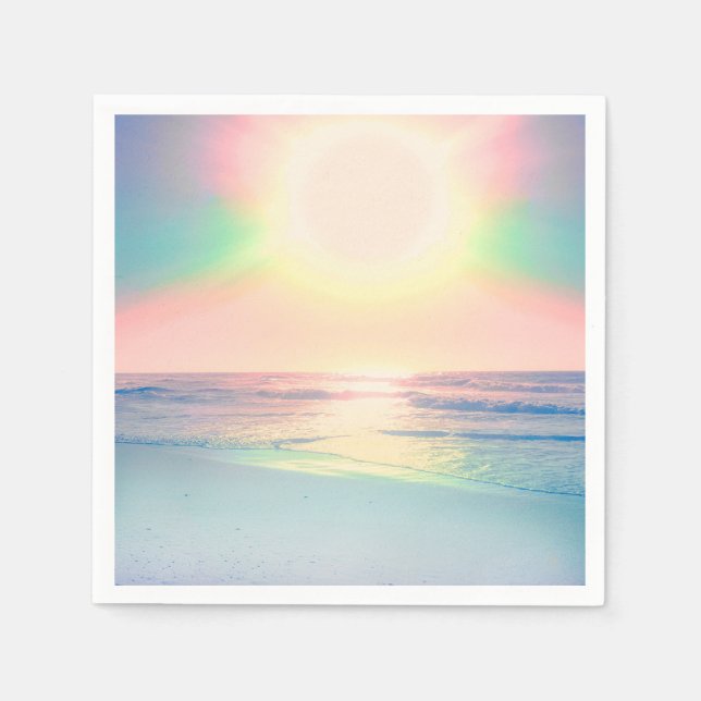 Tropical Beach Sea Sun Colourful Summer Napkin (Front)