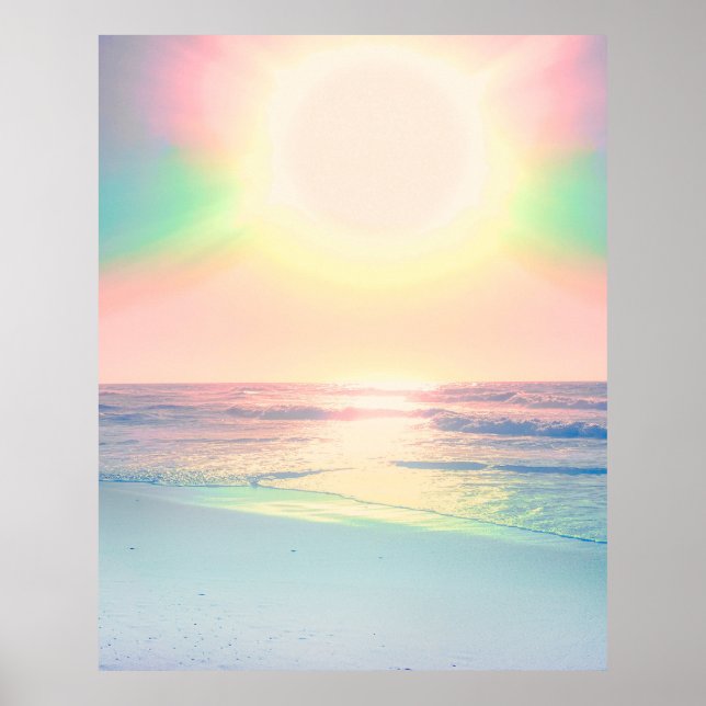 Tropical Beach Sea Sun Colourful Summer Poster (Front)