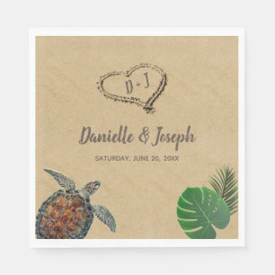 Tropical Beach Sea Turtle Wedding Napkin