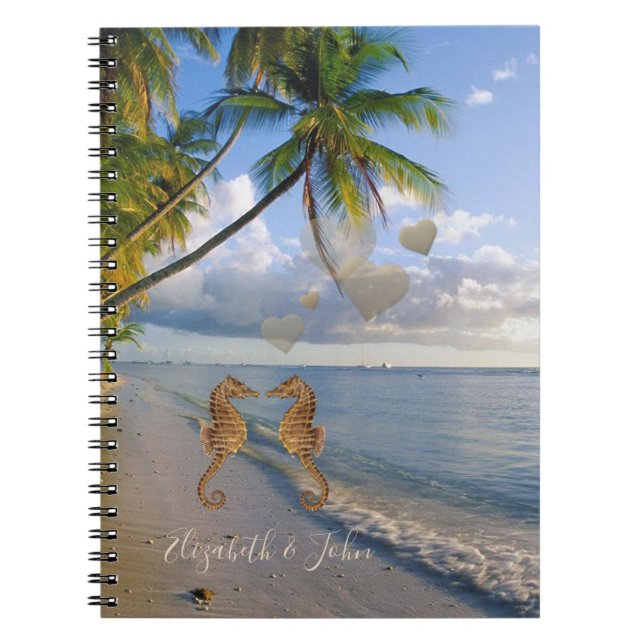 Tropical Beach,Seahorse In Love-Personalized Notebook (Front)