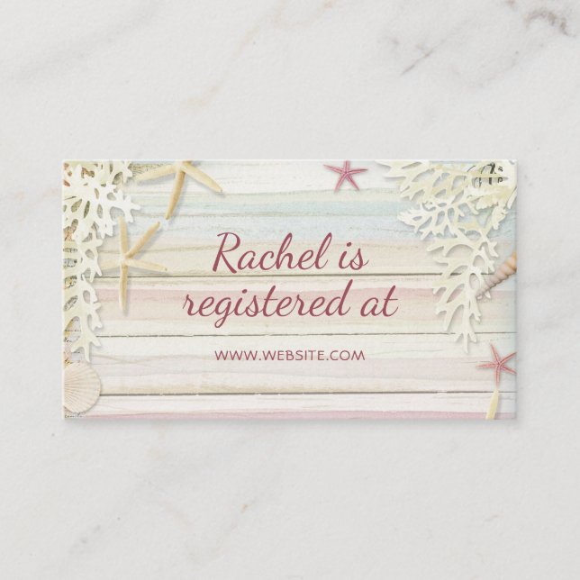 Tropical Beach Seashell Baby Shower Registry Enclosure Card (Front)