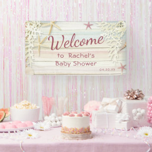 Tropical Beach Seashell Modern Boho Baby Shower Banner