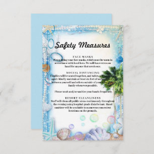 Tropical Beach Seashell Safety Measures Enclosure Card