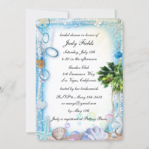 Tropical Beach Seashell Wedding Bridal Shower Card