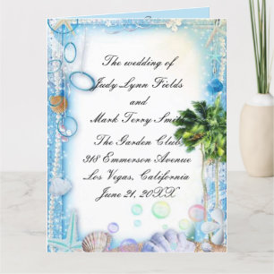 Tropical Beach Seashell Wedding Program