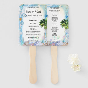 Tropical Beach Seashell Wedding Program Fans