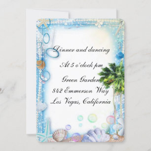 Tropical Beach Seashell Wedding Reception Card
