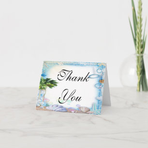 Tropical Beach Seashell Wedding Thank You Card