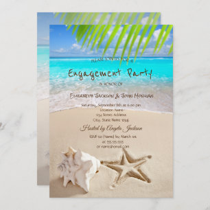 Tropical Beach,Seastar,Seashell Engagement Invitation