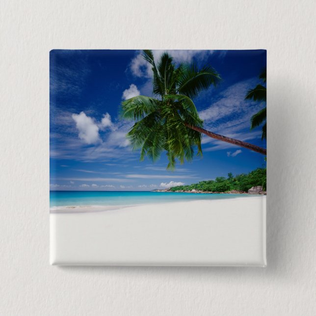 Tropical Beach | Seychelles 2 Inch Square Button (Front)