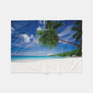 Tropical Beach   Seychelles Fleece Blanket