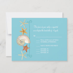 Tropical Beach Shells Starfish Nautilus Summer RSVP Card