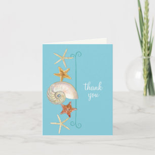 Tropical Beach Shells Starfish Nautilus Summer Thank You Card