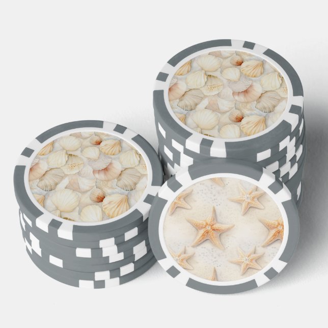 Tropical Beach Shells Starfish Poker Chips (Stack)