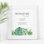 Tropical Beach Signature Drinks Wedding Sign<br><div class="desc">This tropical wedding sign is a stylish addition to your wedding decor inspiration, perfect for a beach wedding sign, elopement wedding, or micro wedding packages in Florida. Featuring hand-painted watercolor palm leaves in lush green tones, this signature cocktails sign lets you personalize your favourite drinks and the couple's names using...</div>